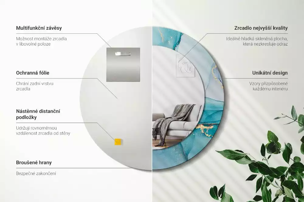 Espelho redondo decorativo Fluido abstrato