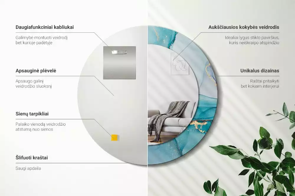 Espelho redondo decorativo Fluido abstrato