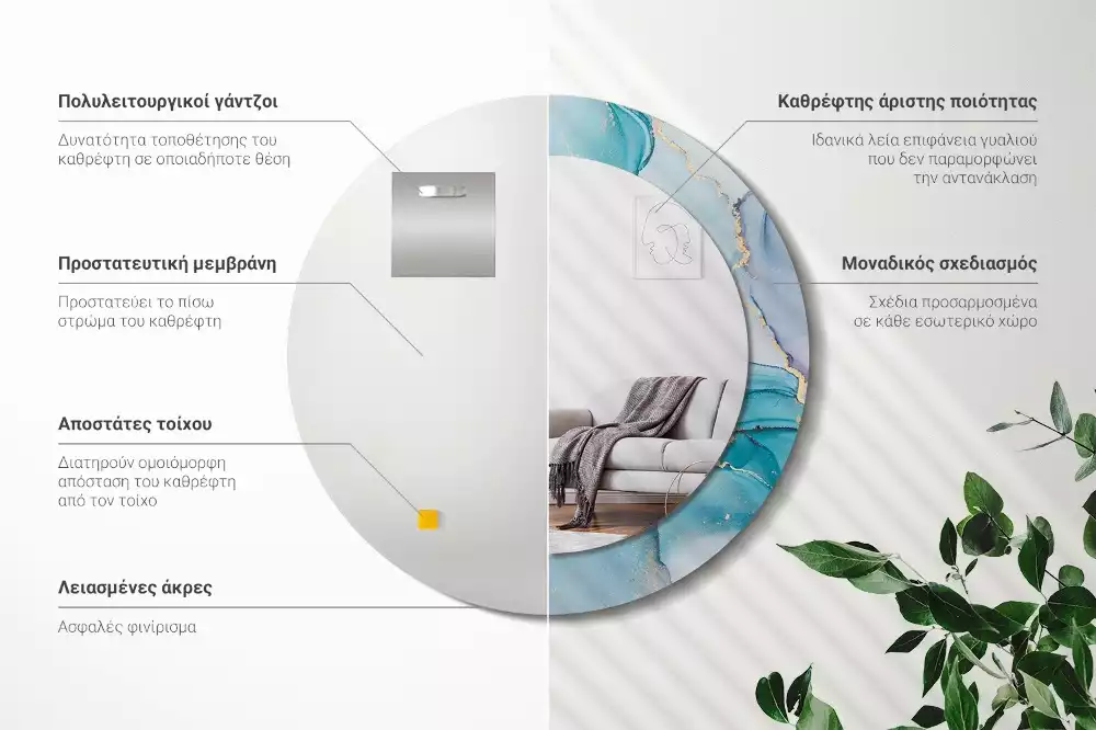 Espelho redondo decorativo Fluido abstrato