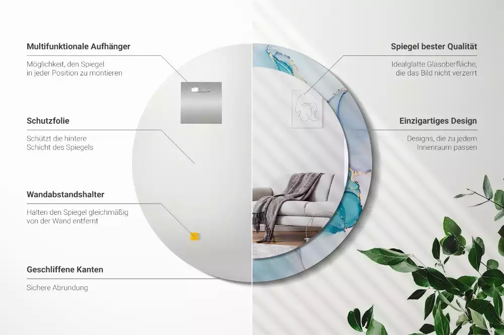 Espelho redondo decorativo Fluido abstrato