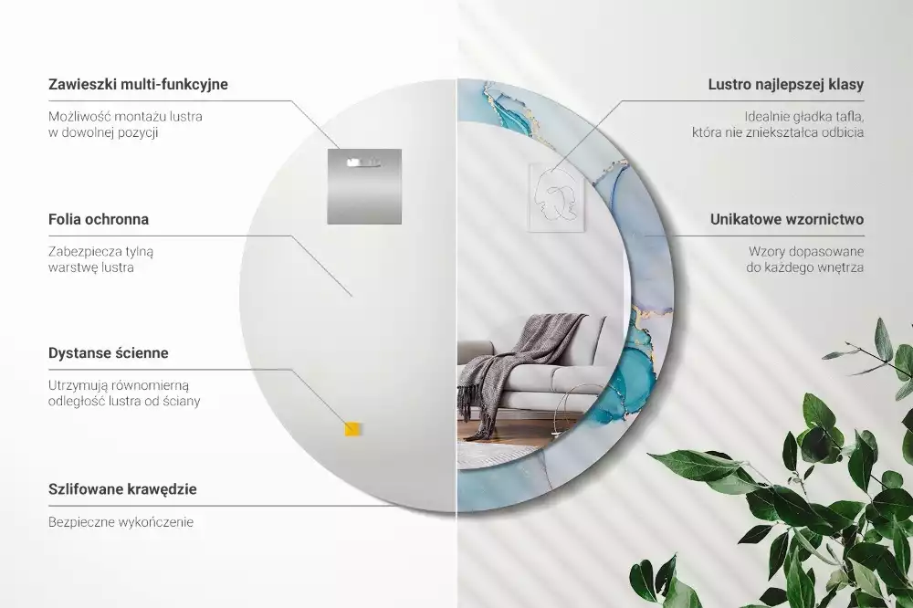 Espelho redondo decorativo Fluido abstrato