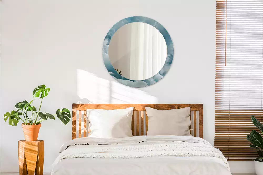 Espelho redondo decorativo Mármore ônix azul