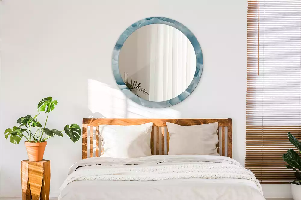 Espelho redondo decorativo Mármore ônix azul