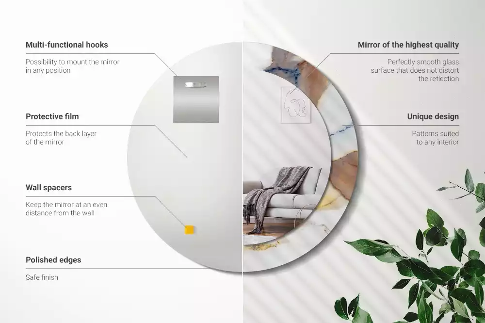 Espelho redondo decorativo Mármore branco