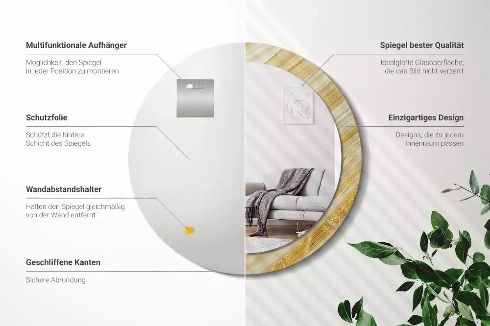 Espelho redondo decorativo Padrão abstrato