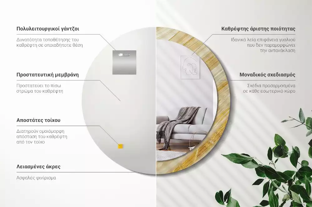 Espelho redondo decorativo Padrão abstrato