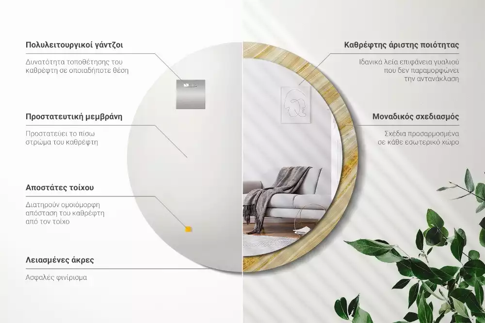 Espelho redondo decorativo Padrão abstrato