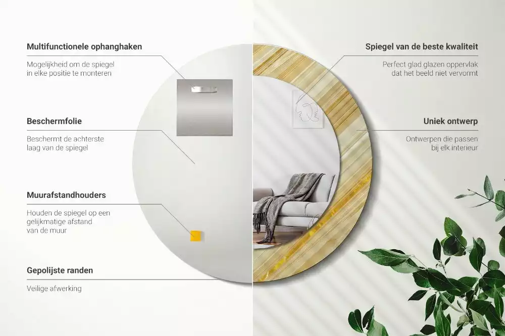 Espelho redondo decorativo Padrão abstrato