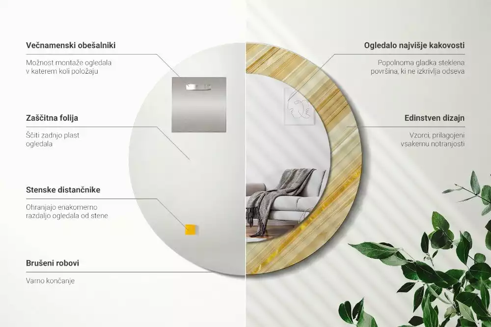 Espelho redondo decorativo Padrão abstrato