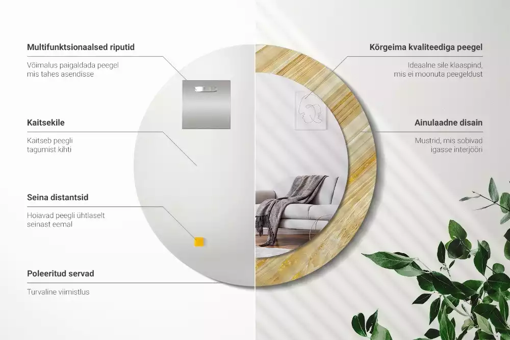 Espelho redondo decorativo Padrão abstrato