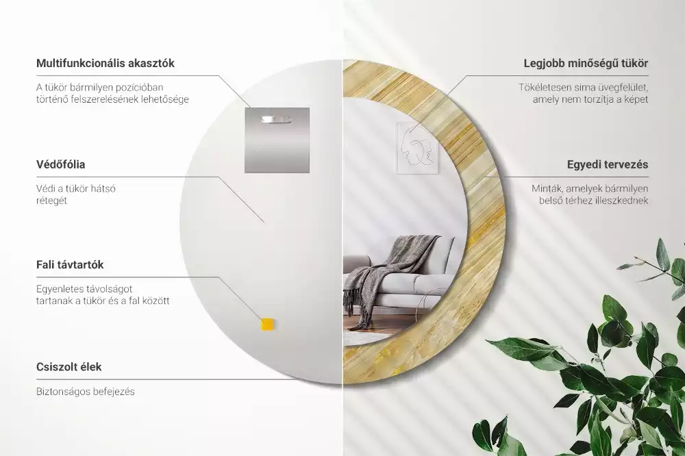 Espelho redondo decorativo Padrão abstrato