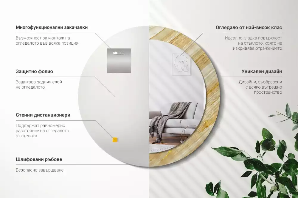 Espelho redondo decorativo Padrão abstrato