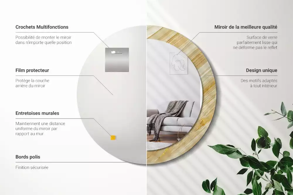 Espelho redondo decorativo Padrão abstrato