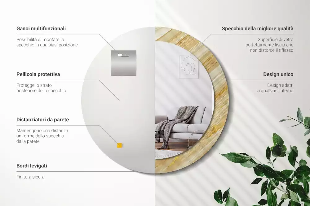 Espelho redondo decorativo Padrão abstrato