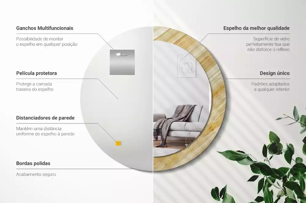 Espelho redondo decorativo Padrão abstrato