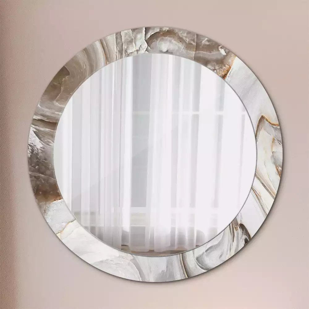 Espelho decorativo redondo Mármore claro