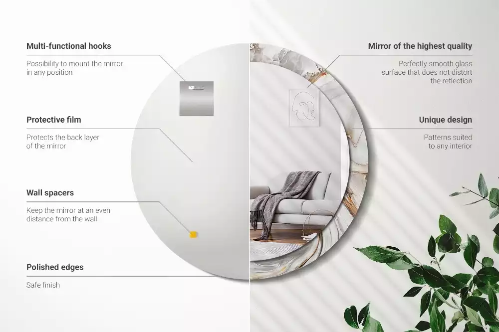 Espelho decorativo redondo Mármore claro