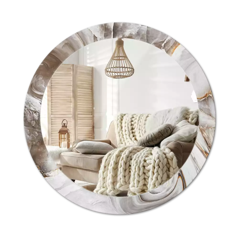 Espelho decorativo redondo Mármore claro