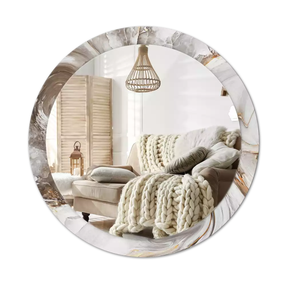 Espelho decorativo redondo Mármore claro