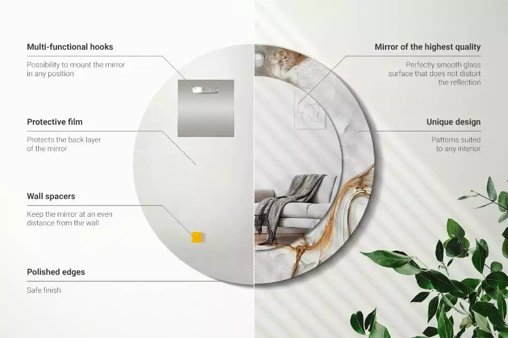 Espelho decorativo redondo Mármore claro