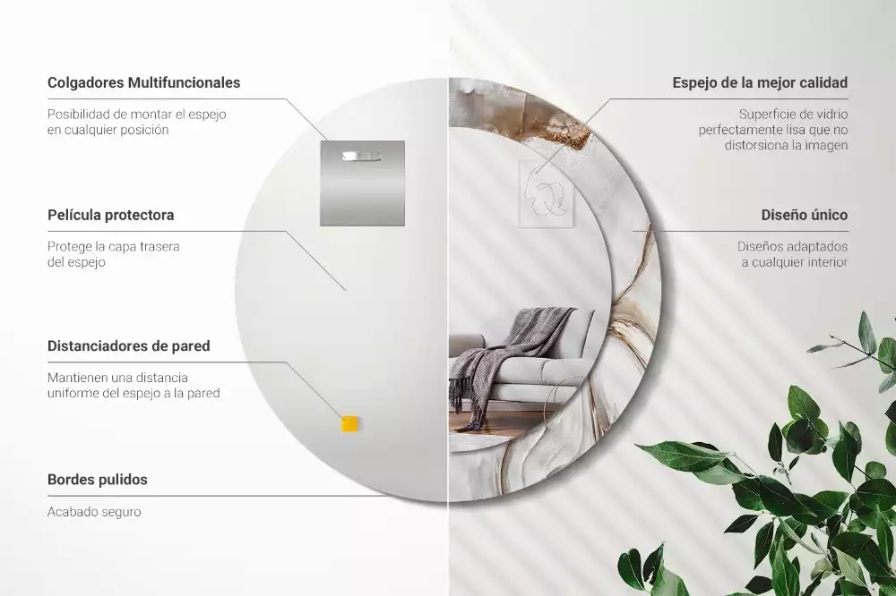 Espelho decorativo redondo Mármore claro