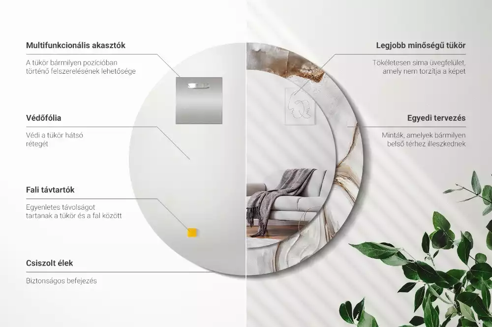 Espelho decorativo redondo Mármore claro