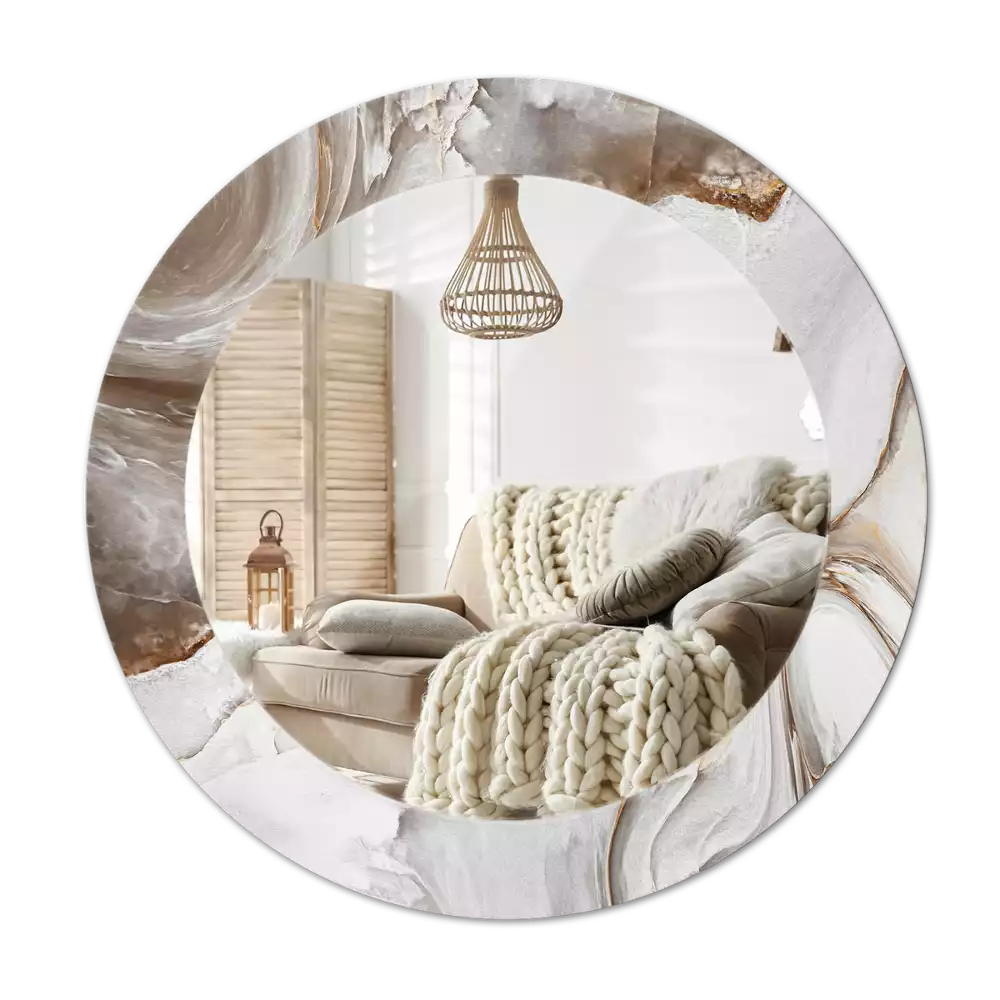 Espelho decorativo redondo Mármore claro