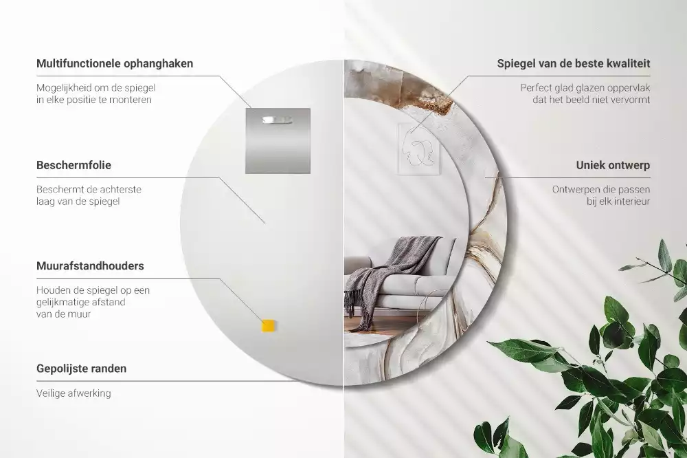 Espelho decorativo redondo Mármore claro