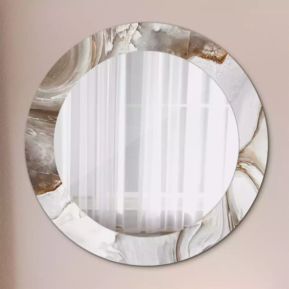 Espelho decorativo redondo Mármore claro