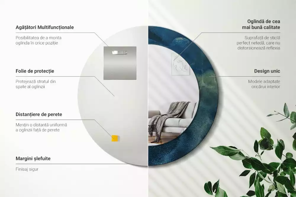 Espelho redondo decorativo Mármore ônix