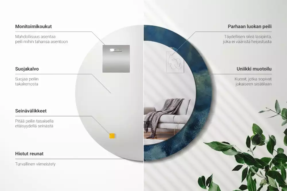 Espelho redondo decorativo Mármore ônix