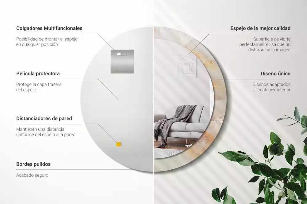 Espelho redondo decorativo Mármore ônix