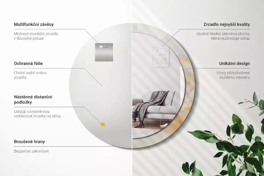 Espelho redondo decorativo Mármore ônix