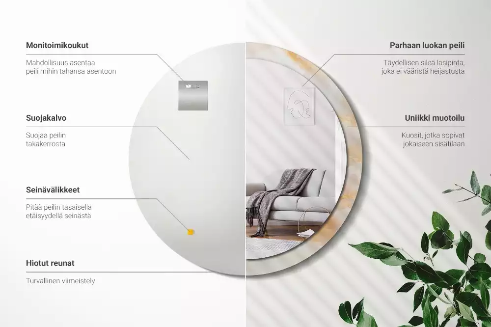 Espelho redondo decorativo Mármore ônix