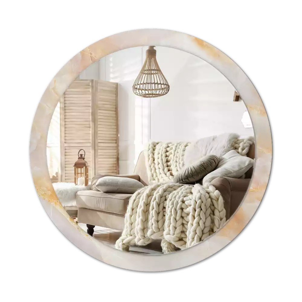 Espelho redondo decorativo Mármore ônix