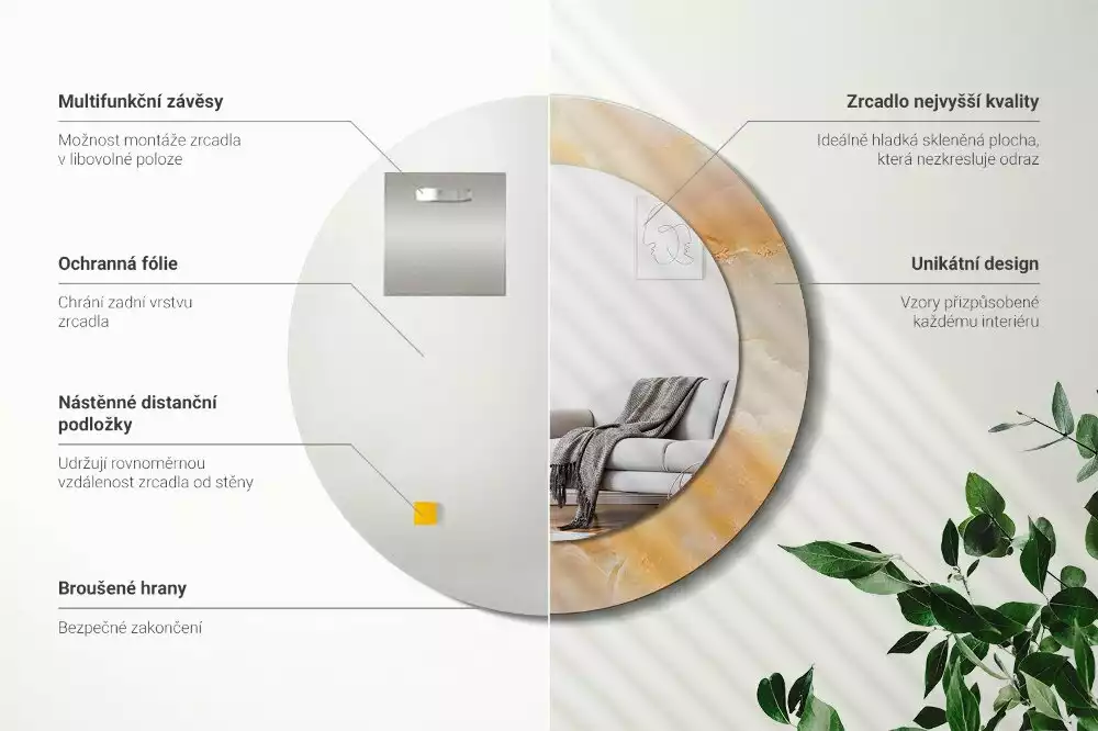 Espelho redondo decorativo Mármore ônix