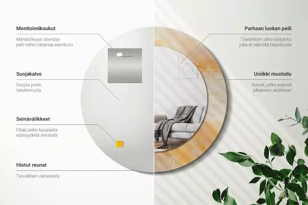 Espelho redondo decorativo Mármore ônix