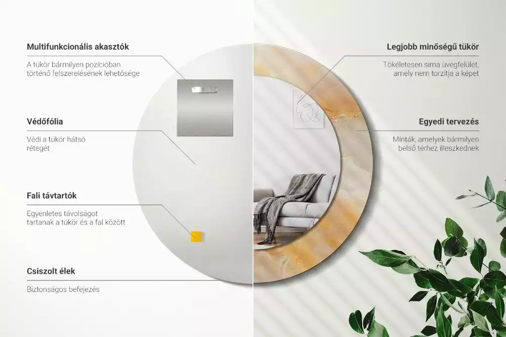 Espelho redondo decorativo Mármore ônix