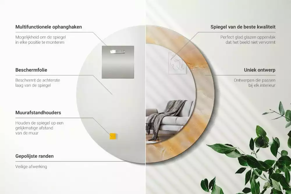 Espelho redondo decorativo Mármore ônix