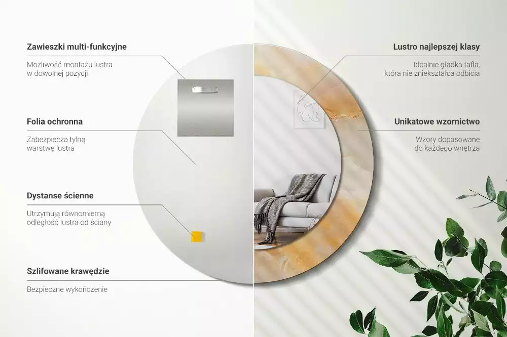 Espelho redondo decorativo Mármore ônix