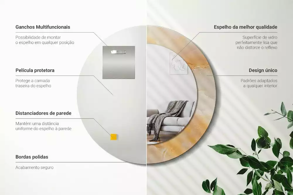 Espelho redondo decorativo Mármore ônix