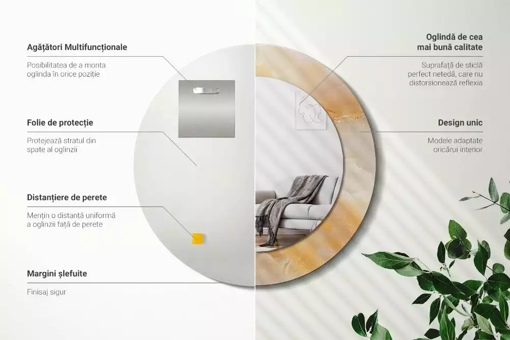 Espelho redondo decorativo Mármore ônix