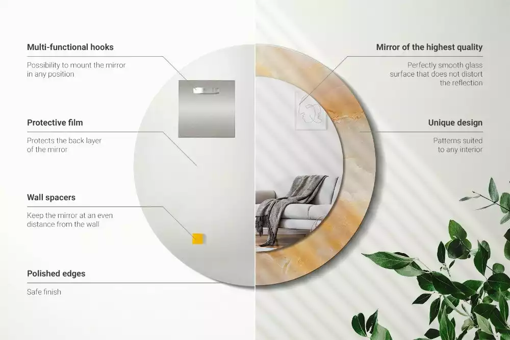 Espelho redondo decorativo Mármore ônix