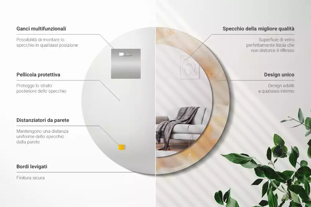 Espelho redondo decorativo Mármore ônix