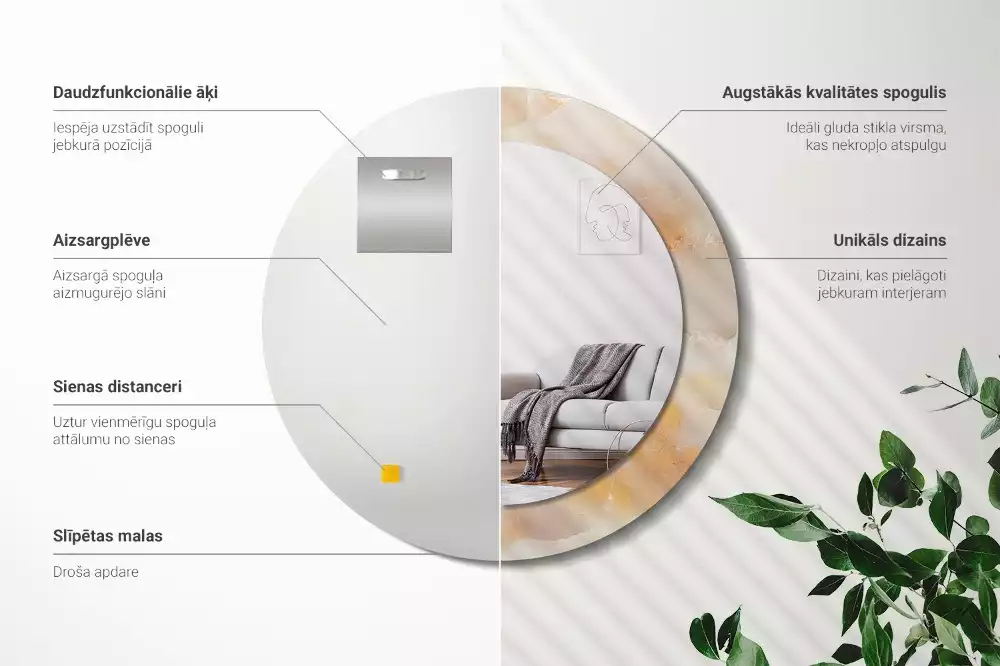 Espelho redondo decorativo Mármore ônix