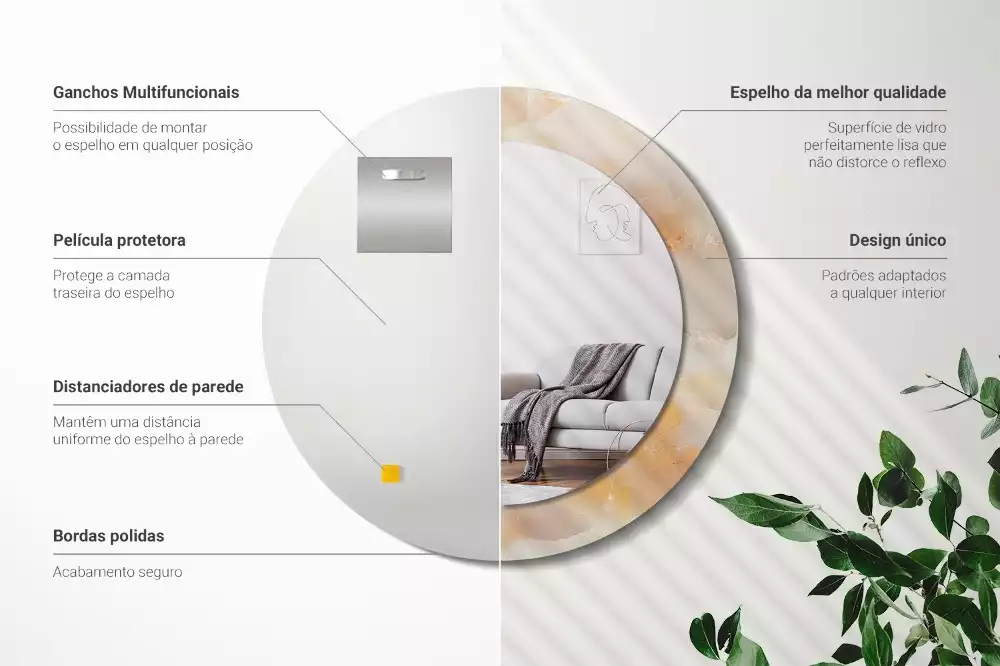 Espelho redondo decorativo Mármore ônix