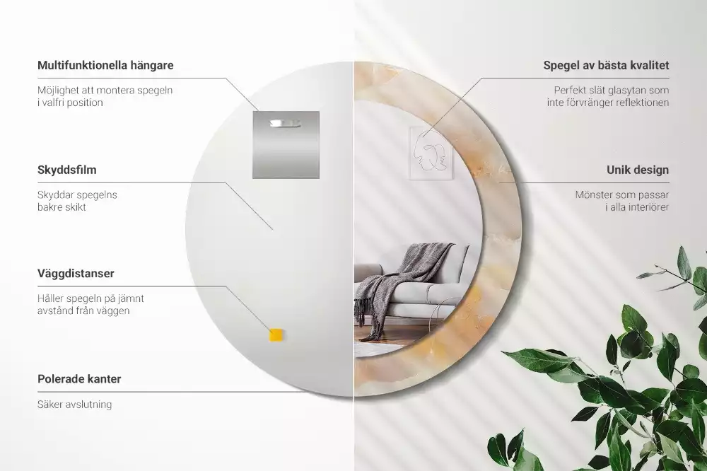 Espelho redondo decorativo Mármore ônix