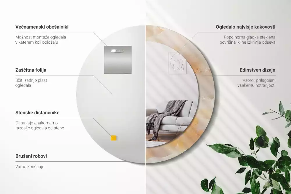 Espelho redondo decorativo Mármore ônix