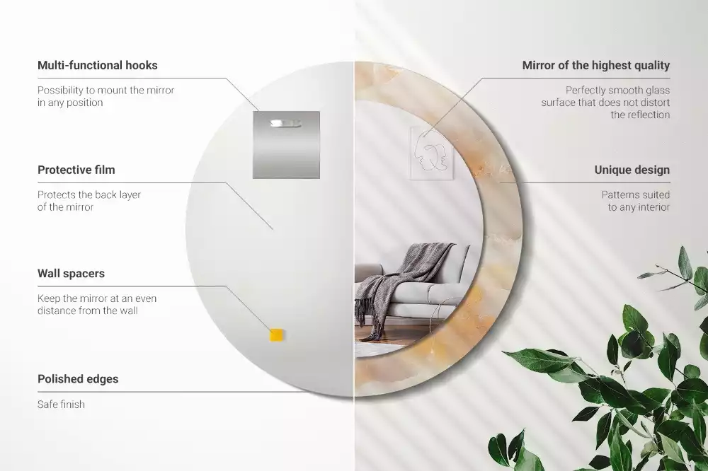 Espelho redondo decorativo Mármore ônix