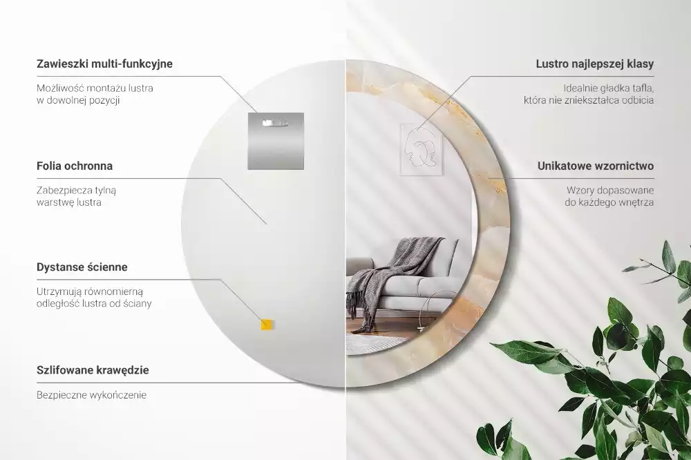 Espelho redondo decorativo Mármore ônix